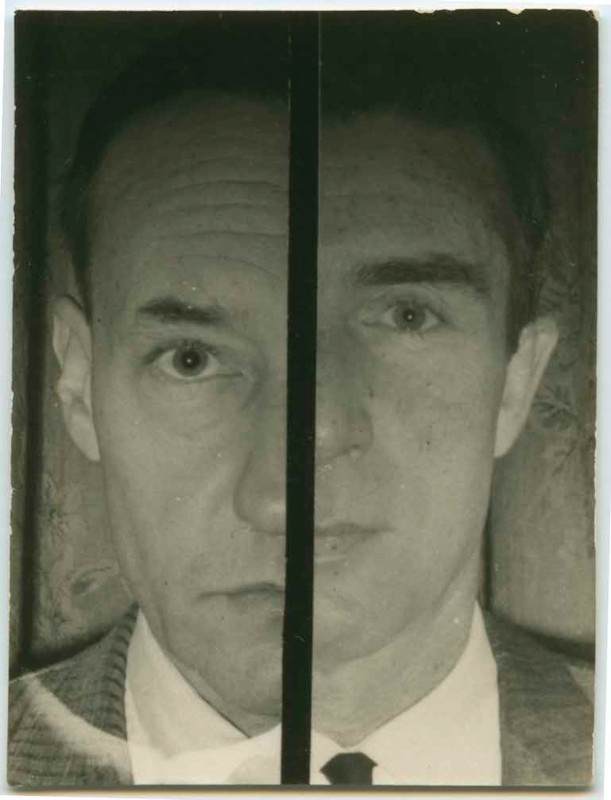 Amitiés, créativité collective : Ian Sommerville. Cut-up, Double portrait de William S. Burroughs et Brion Gysin, 1962.  Photomontage. Collection Soizic Audouard © D.R. ; photo : Coll. Soizic Audouard